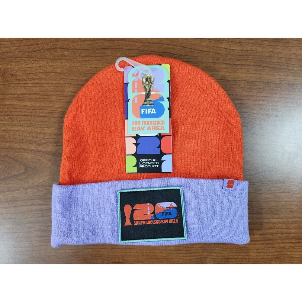 2026 FIFA World Cup San Francisco Bay Area PB1 Patch Beanie Orange Purple NWT